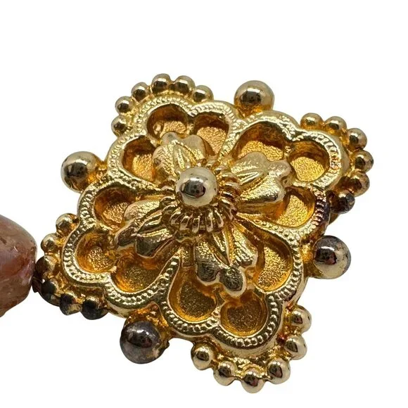 Stephen Dweck Vermeil Sterling Silver Vtg Clip-On Earrings Gemstone Floral - Picture 8 of 16